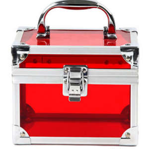 Hx-Hzx042 Red Transparent Aluminium Frame Acrylic Empty Makeup Case